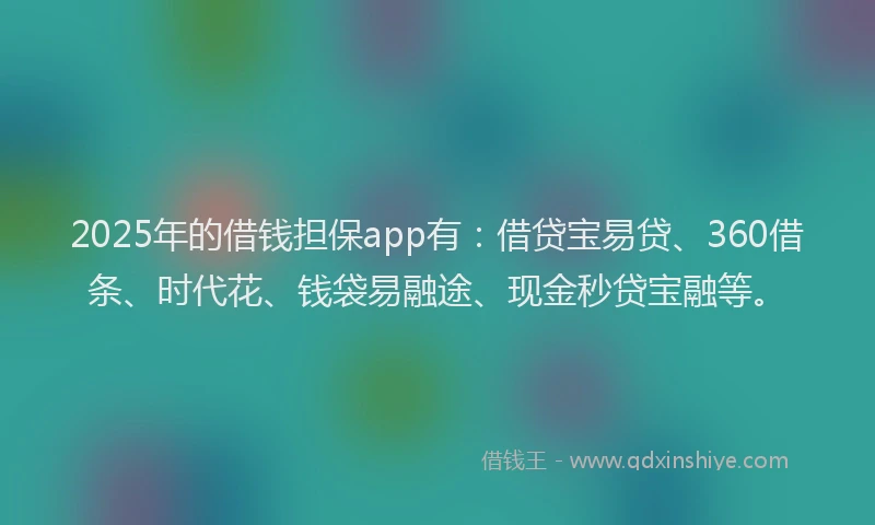 2025年的借钱担保app有：借贷宝易贷、360借条、时代花、钱袋易融途、现金秒贷宝融等。