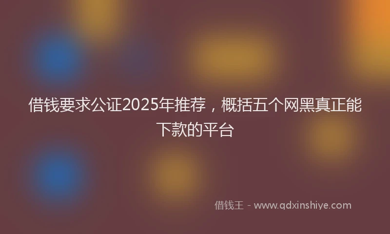 借钱要求公证2025年推荐，概括五个网黑真正能下款的平台