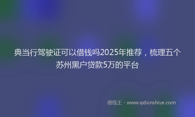 典当行驾驶证可以借钱吗2025年推荐，梳理五个苏州黑户贷款5万的平台