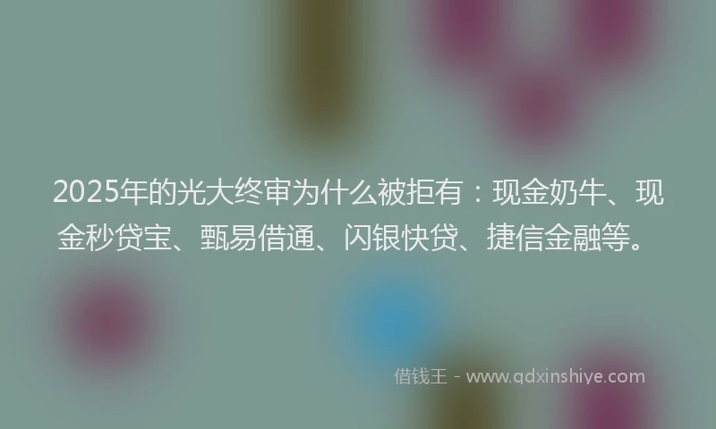 2025年的光大终审为什么被拒有：现金奶牛、现金秒贷宝、甄易借通、闪银快贷、捷信金融等。