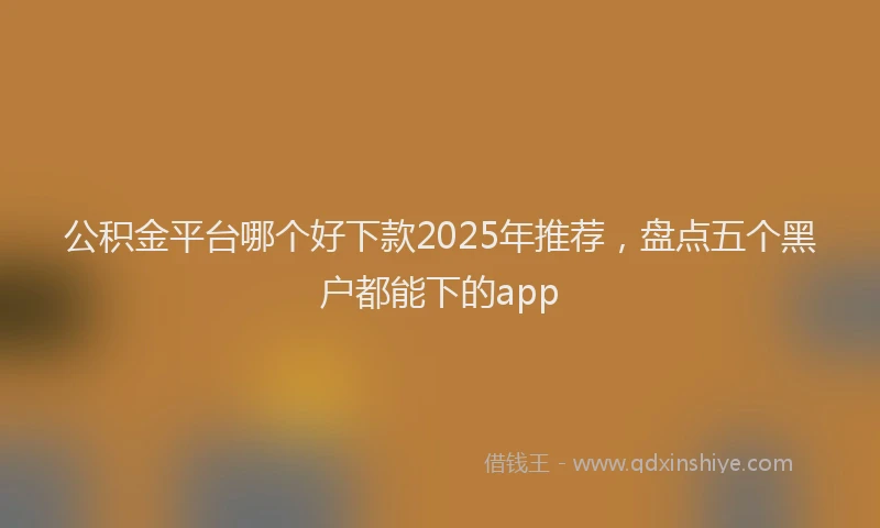 公积金平台哪个好下款2025年推荐，盘点五个黑户都能下的app