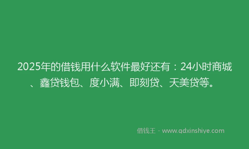 2025年的借钱用什么软件最好还有：24小时商城、鑫贷钱包、度小满、即刻贷、天美贷等。