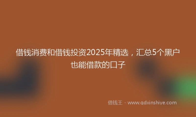 借钱消费和借钱投资2025年精选，汇总5个黑户也能借款的口子