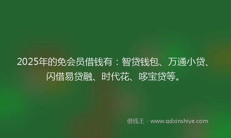 2025年的免会员借钱有：智贷钱包、万通小贷、闪借易贷融、时代花、哆宝贷等。
