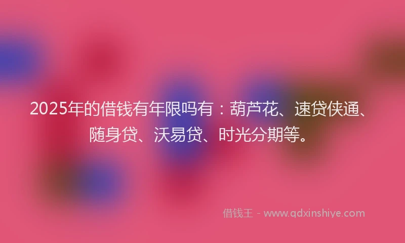 2025年的借钱有年限吗有：葫芦花、速贷侠通、随身贷、沃易贷、时光分期等。