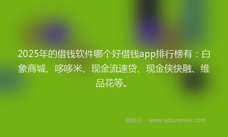 2025年的借钱软件哪个好借钱app排行榜有：白象商城、哆哆米、现金流速贷、现金侠快融、维品花等。