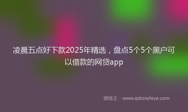 凌晨五点好下款2025年精选，盘点5个5个黑户可以借款的网贷app