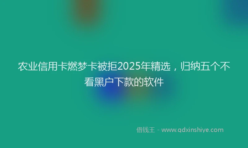 农业信用卡燃梦卡被拒2025年精选，归纳五个不看黑户下款的软件