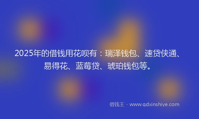 2025年的借钱用花呗有：瑞泽钱包、速贷侠通、易得花、蓝莓贷、琥珀钱包等。