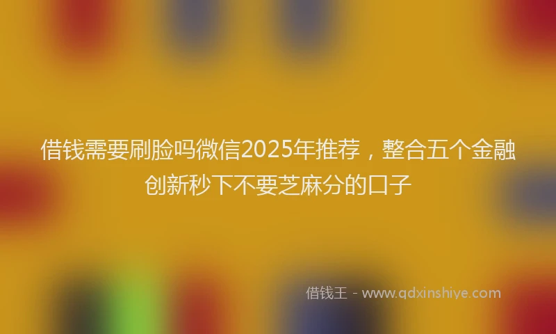 借钱需要刷脸吗微信2025年推荐，整合五个金融创新秒下不要芝麻分的口子