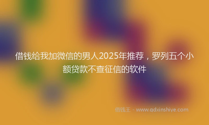借钱给我加微信的男人2025年推荐，罗列五个小额贷款不查征信的软件