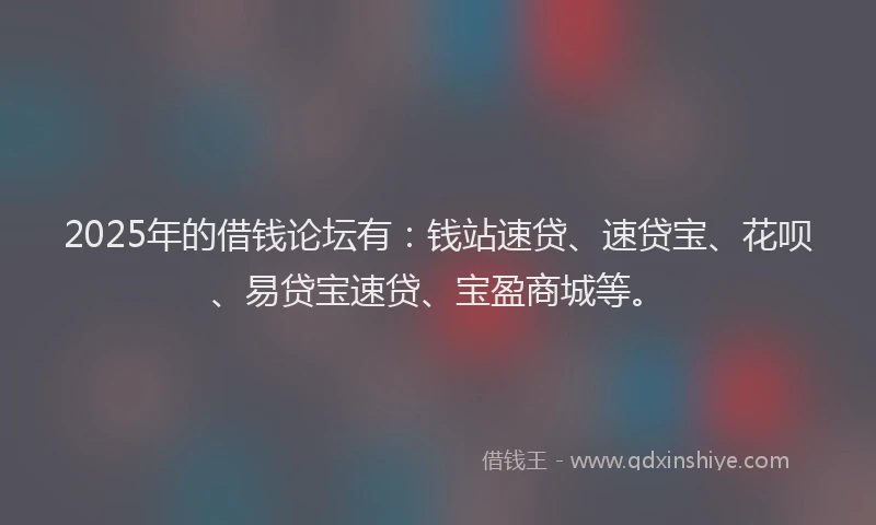 2025年的借钱论坛有：钱站速贷、速贷宝、花呗、易贷宝速贷、宝盈商城等。