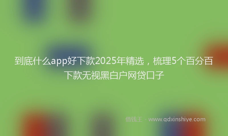 到底什么app好下款2025年精选，梳理5个百分百下款无视黑白户网贷口子