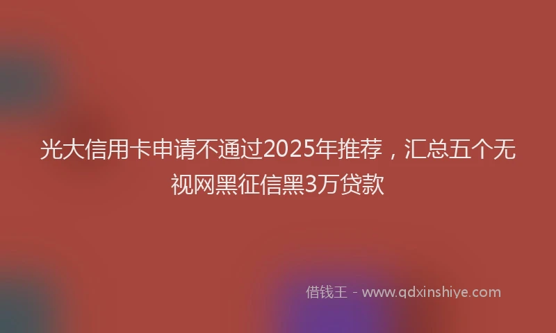 光大信用卡申请不通过2025年推荐，汇总五个无视网黑征信黑3万贷款