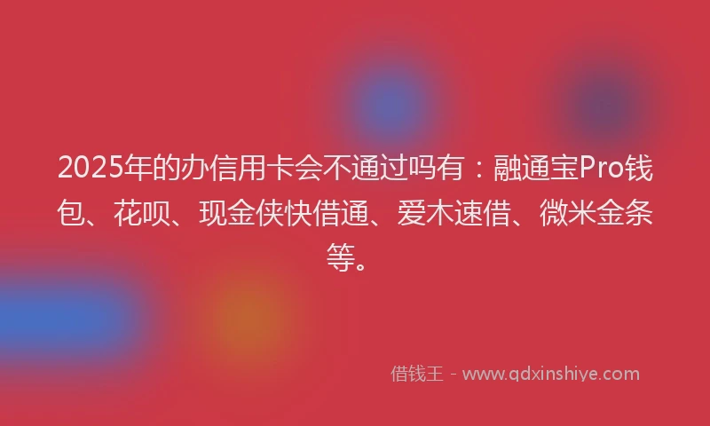 2025年的办信用卡会不通过吗有：融通宝Pro钱包、花呗、现金侠快借通、爱木速借、微米金条等。