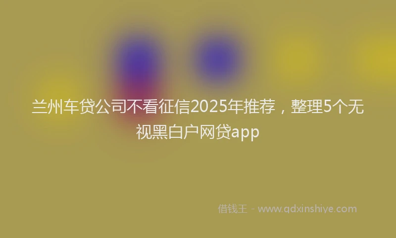 兰州车贷公司不看征信2025年推荐，整理5个无视黑白户网贷app