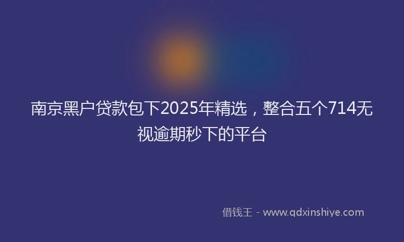 南京黑户贷款包下2025年精选，整合五个714无视逾期秒下的平台