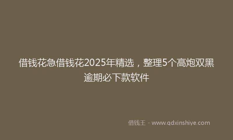 借钱花急借钱花2025年精选，整理5个高炮双黑逾期必下款软件