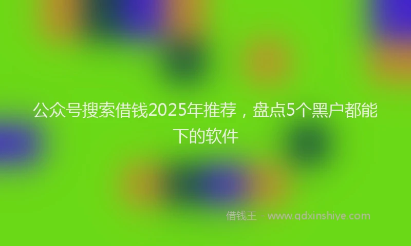公众号搜索借钱2025年推荐，盘点5个黑户都能下的软件