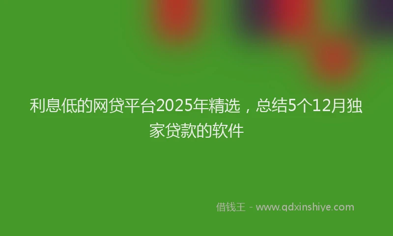 利息低的网贷平台2025年精选，总结5个12月独家贷款的软件