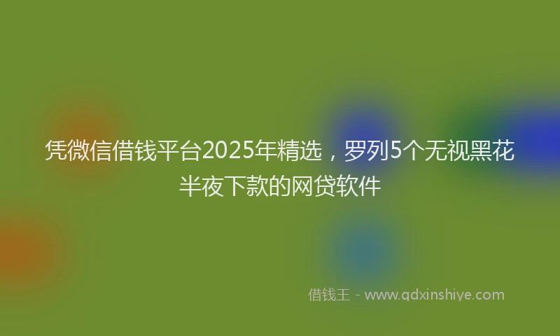 凭微信借钱平台2025年精选，罗列5个无视黑花半夜下款的网贷软件