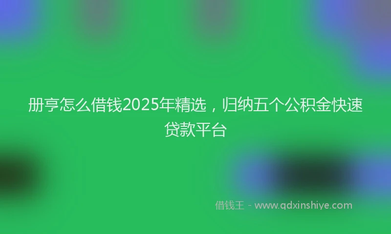 册亨怎么借钱2025年精选，归纳五个公积金快速贷款平台