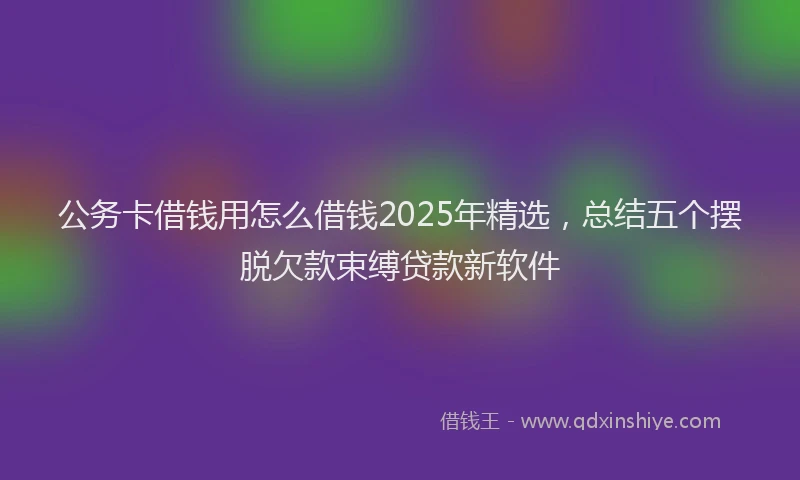 公务卡借钱用怎么借钱2025年精选，总结五个摆脱欠款束缚贷款新软件