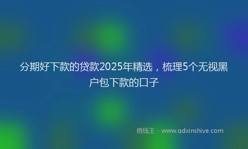 分期好下款的贷款2025年精选，梳理5个无视黑户包下款的口子