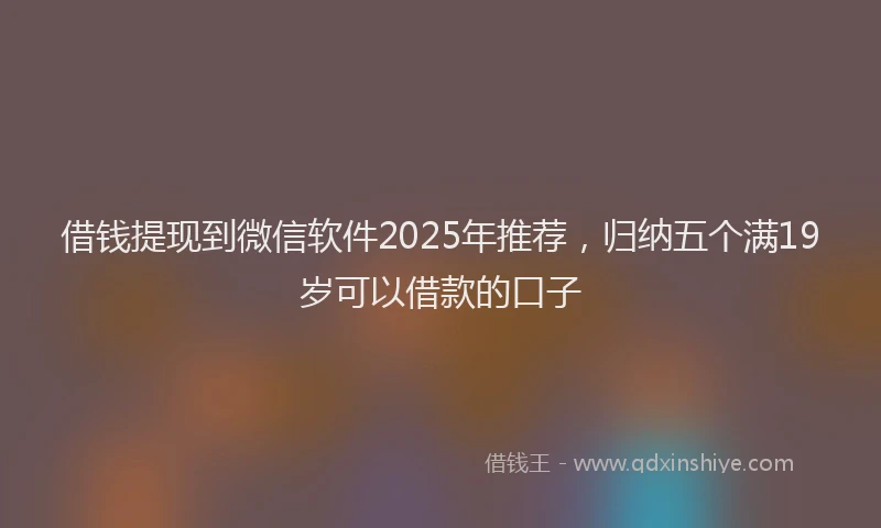 借钱提现到微信软件2025年推荐，归纳五个满19岁可以借款的口子