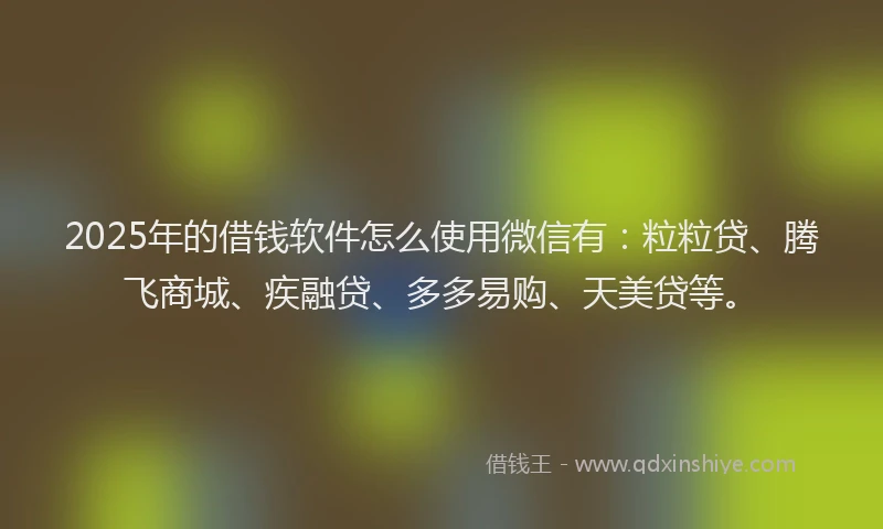 2025年的借钱软件怎么使用微信有：粒粒贷、腾飞商城、疾融贷、多多易购、天美贷等。