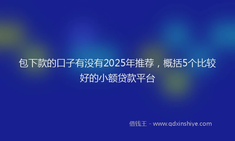包下款的口子有没有2025年推荐，概括5个比较好的小额贷款平台