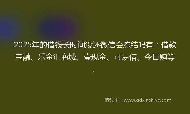 2025年的借钱长时间没还微信会冻结吗有：借款宝融、乐金汇商城、壹现金、可易借、今日购等。