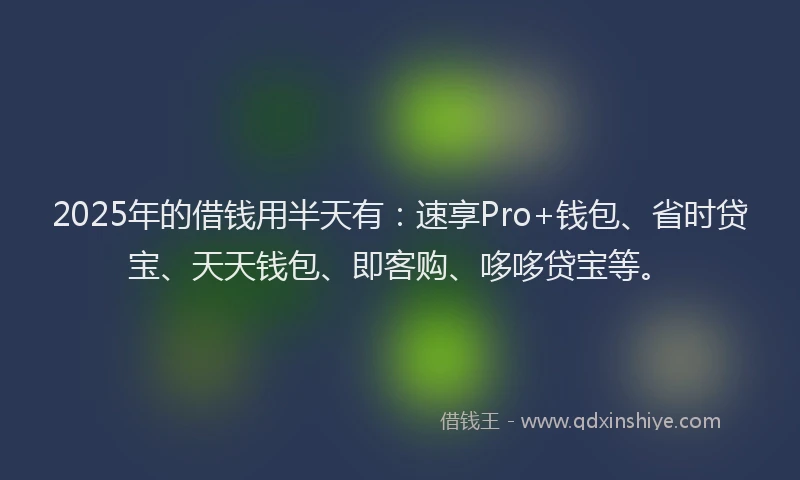 2025年的借钱用半天有：速享Pro+钱包、省时贷宝、天天钱包、即客购、哆哆贷宝等。