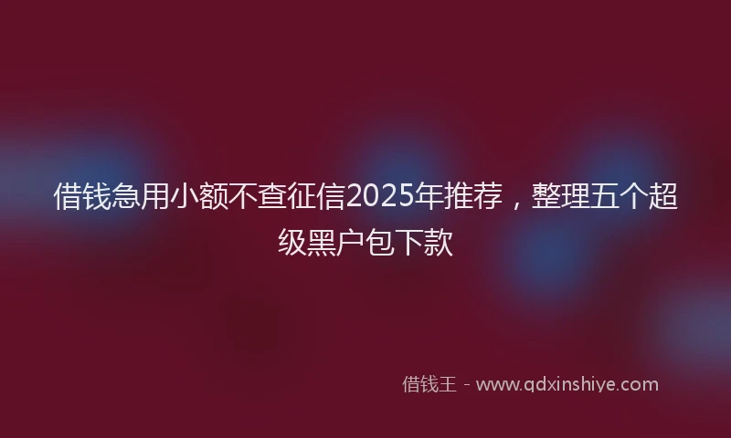 借钱急用小额不查征信2025年推荐，整理五个超级黑户包下款