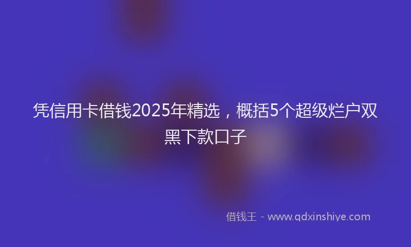 凭信用卡借钱2025年精选，概括5个超级烂户双黑下款口子