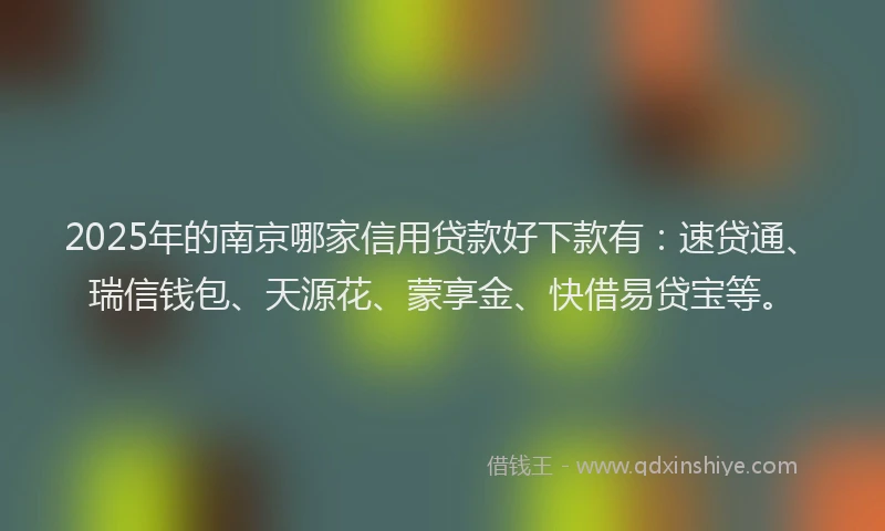 2025年的南京哪家信用贷款好下款有：速贷通、瑞信钱包、天源花、蒙享金、快借易贷宝等。