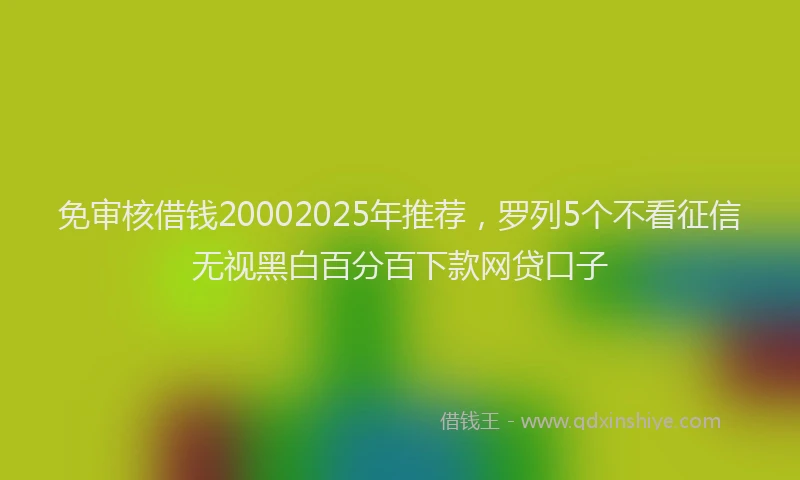 免审核借钱20002025年推荐，罗列5个不看征信无视黑白百分百下款网贷口子