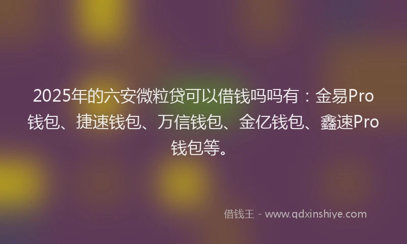 2025年的六安微粒贷可以借钱吗吗有：金易Pro钱包、捷速钱包、万信钱包、金亿钱包、鑫速Pro钱包等。