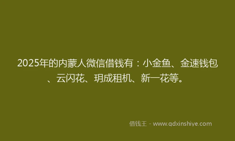 2025年的内蒙人微信借钱有：小金鱼、金速钱包、云闪花、玥成租机、新一花等。