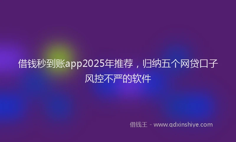 借钱秒到账app2025年推荐，归纳五个网贷口子风控不严的软件
