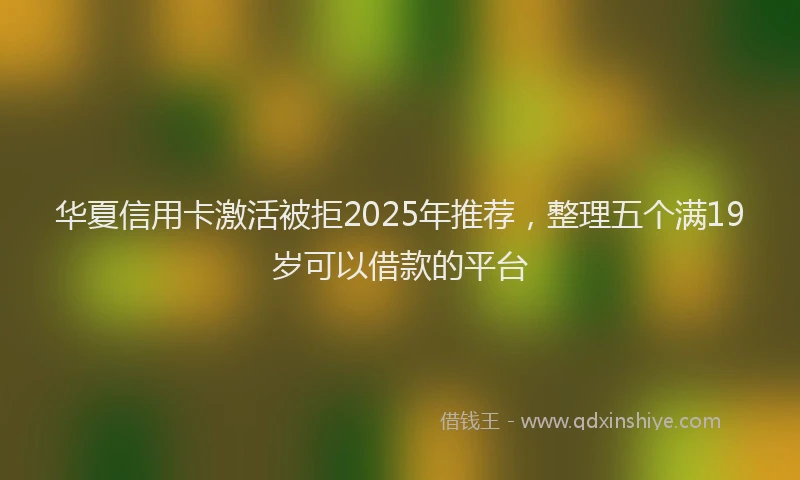 华夏信用卡激活被拒2025年推荐，整理五个满19岁可以借款的平台