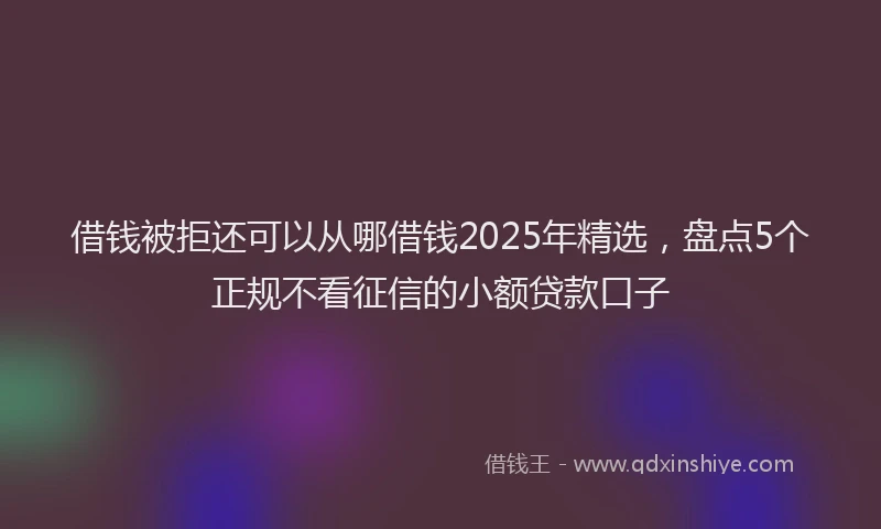 借钱被拒还可以从哪借钱2025年精选，盘点5个正规不看征信的小额贷款口子