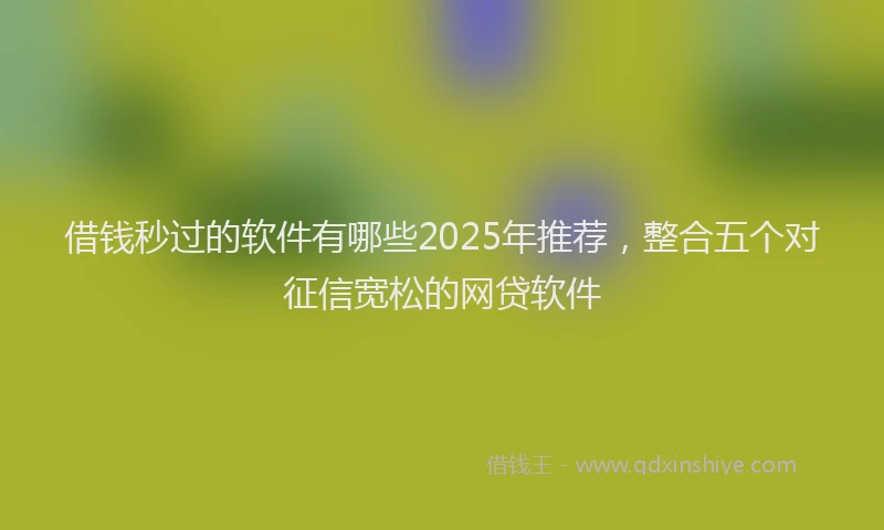 借钱秒过的软件有哪些2025年推荐，整合五个对征信宽松的网贷软件