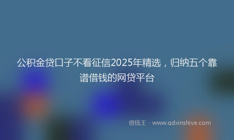 公积金贷口子不看征信2025年精选，归纳五个靠谱借钱的网贷平台