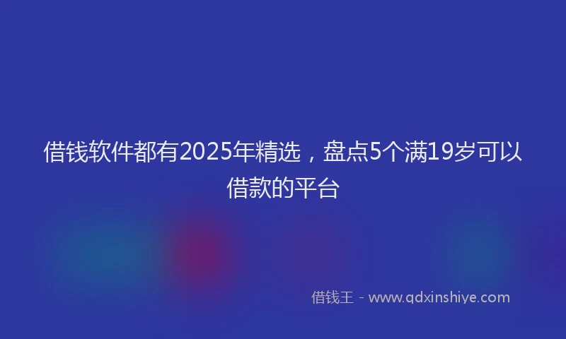 借钱软件都有2025年精选，盘点5个满19岁可以借款的平台