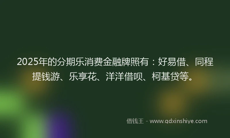 2025年的分期乐消费金融牌照有：好易借、同程提钱游、乐享花、洋洋借呗、柯基贷等。