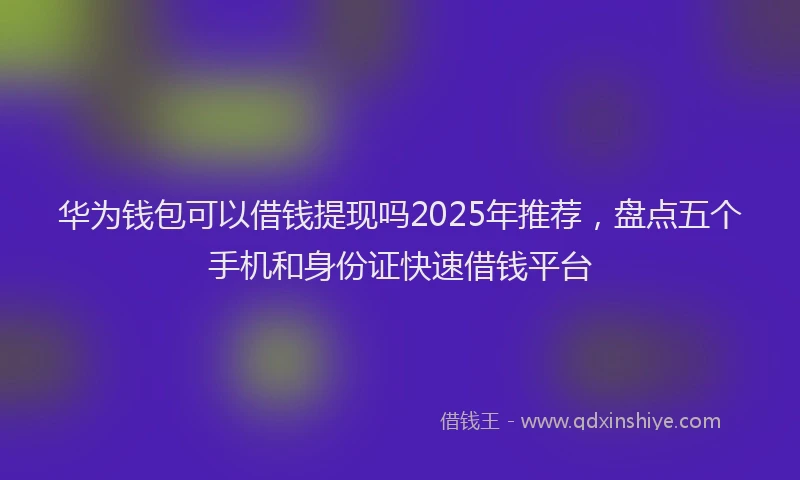 华为钱包可以借钱提现吗2025年推荐，盘点五个手机和身份证快速借钱平台