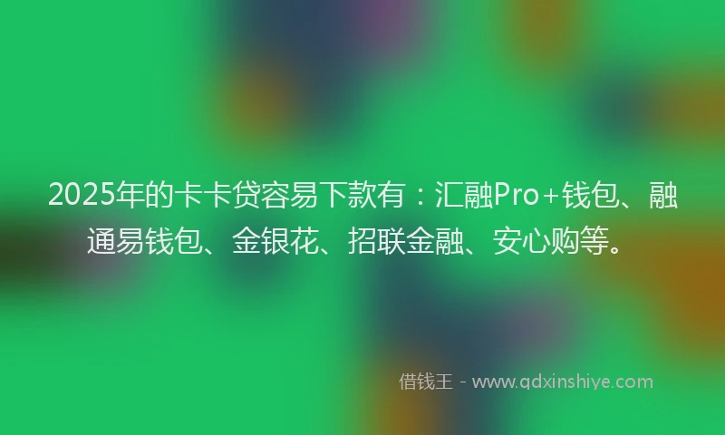 2025年的卡卡贷容易下款有：汇融Pro+钱包、融通易钱包、金银花、招联金融、安心购等。