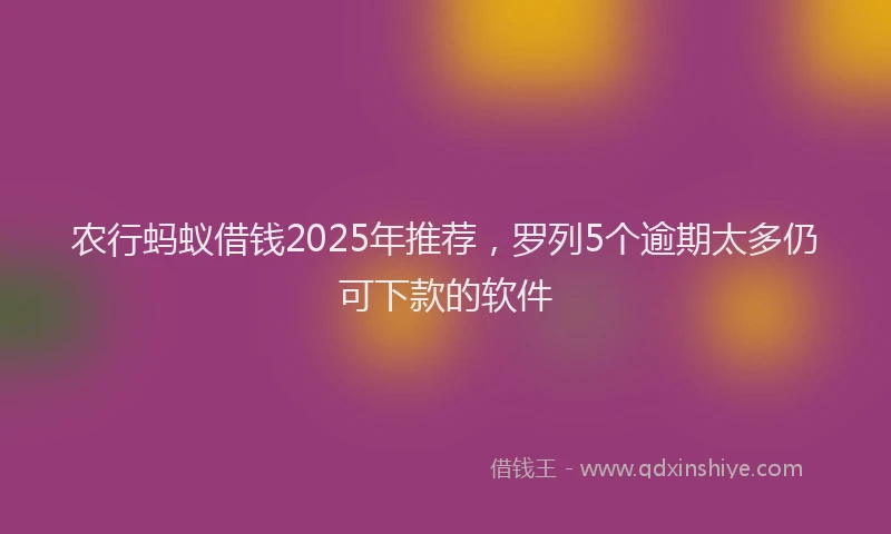 农行蚂蚁借钱2025年推荐，罗列5个逾期太多仍可下款的软件