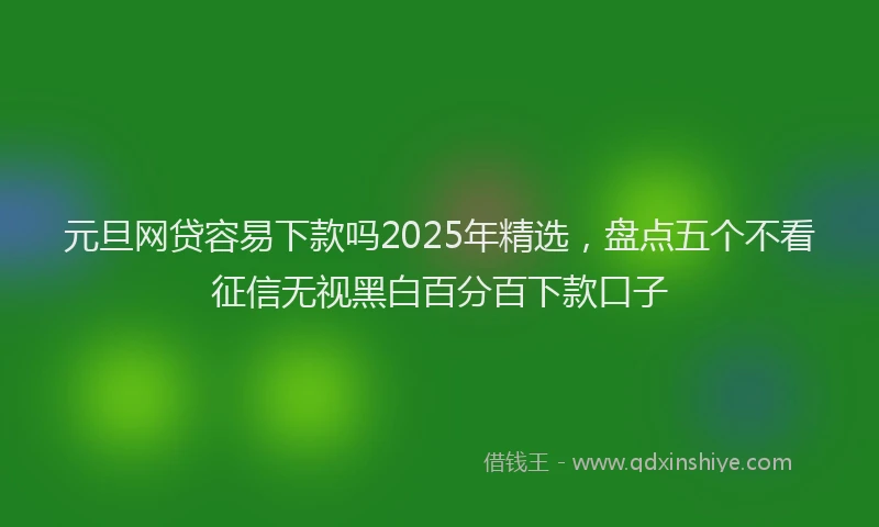 元旦网贷容易下款吗2025年精选，盘点五个不看征信无视黑白百分百下款口子